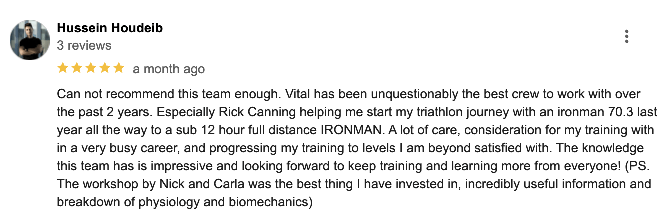 endurance coaching testimonial